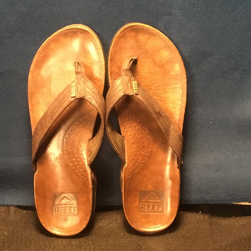 Reef Men's Cognac Leather Flip-Flops
Style B16 SPV
Like new
Men’s 13 (euro 46)